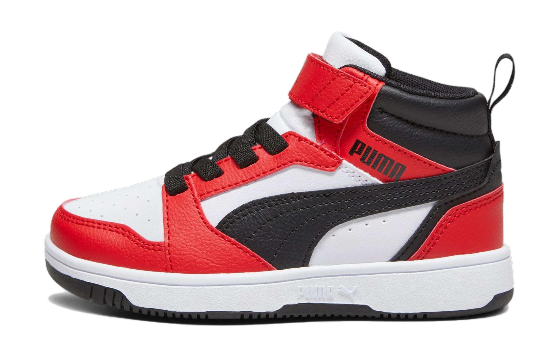 (Pre School) Puma Rebound Mid Kids Red White Basketball Sneakers Boys/Girls. 393832-03