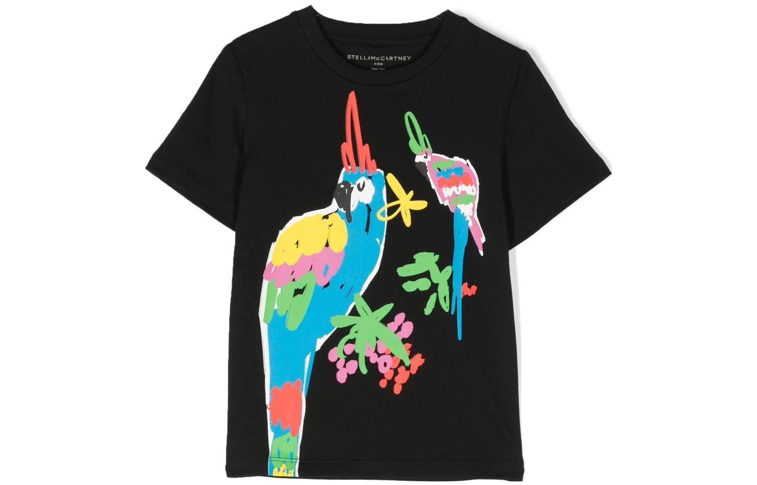 (Pre School) Stella McCartney Kids Black Animal Graffiti Print Crewneck T-Shirt SS23 TS8B21Z0434-930