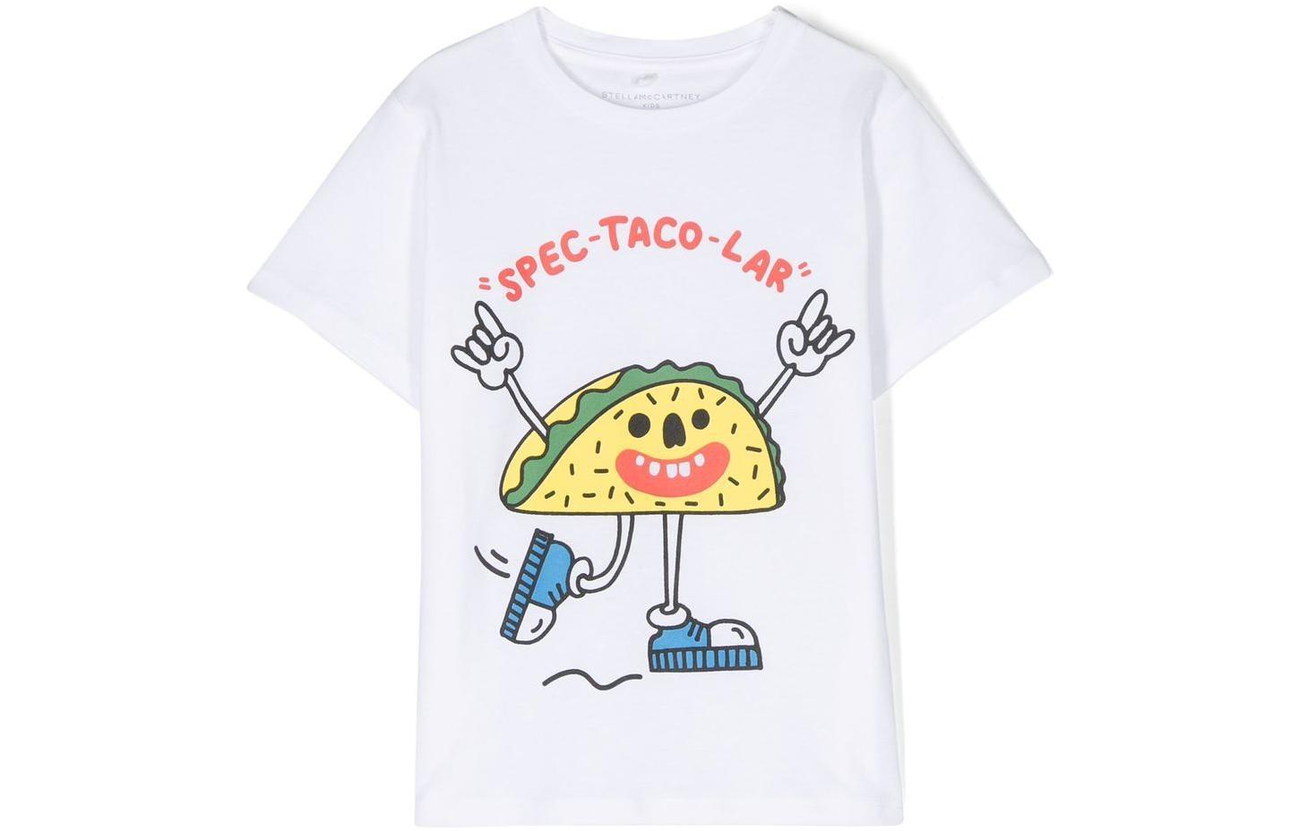 (Pre School) Stella McCartney Kids Graphic Print White T-Shirt SS23 Round Neck Short Sleeve. TS8Q21Z0434-100