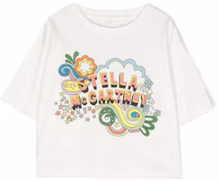 (Pre School) Stella McCartney Kids Logo Print Cropped T-Shirt Short Sleeve Casual Tee. TS8A21Z0434-101 (Pre School) Stella McCartney Kids Logo Print Cropped T-Shirt Short Sleeve Casual Tee. TS8A21Z0434-101
