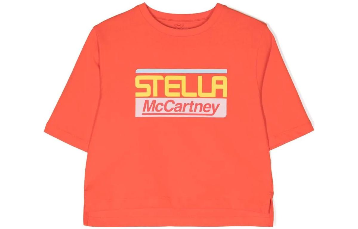 (Pre School) Stella McCartney Kids Red Logo Print Crewneck T-Shirt SS23 Short Sleeve TS8B61Z0434-412