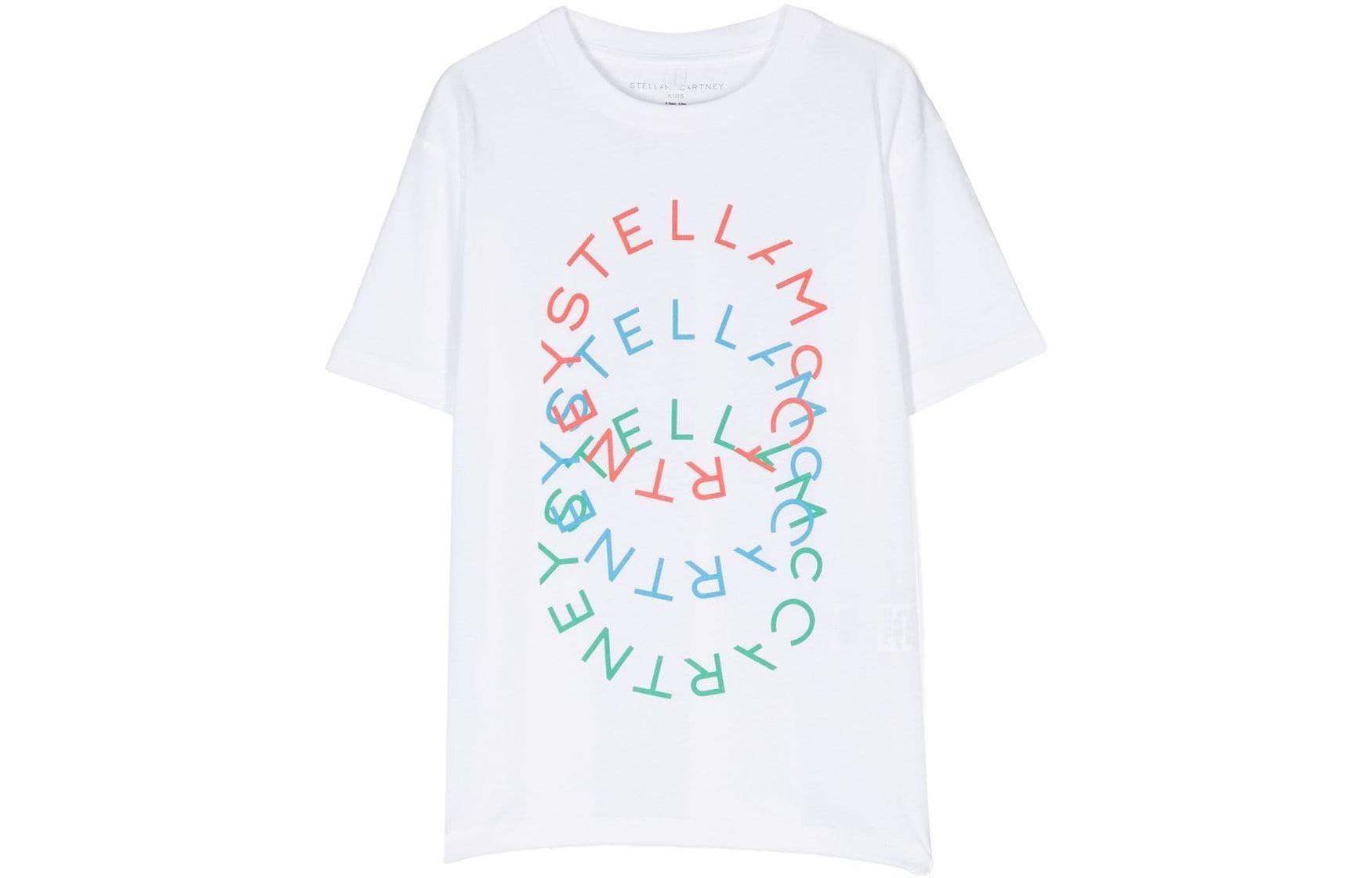 (Pre School) Stella McCartney Kids White Letter Print Crewneck T-Shirt SS23 Short Sleeve TS8S41Z0434-100
