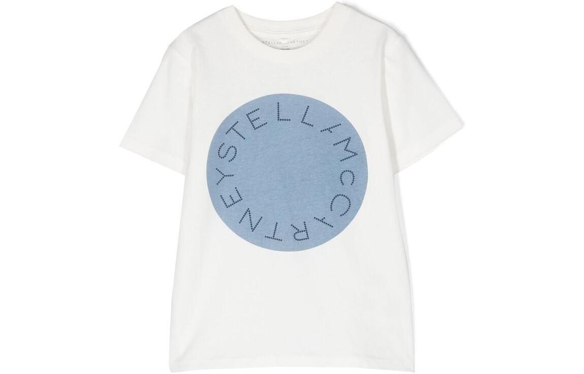 (Pre School) Stella McCartney SS23 Kids Logo Print White Short Sleeve T-Shirt. TS8C01Z0434101