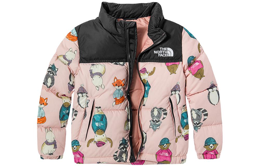 (Pre School) The North Face Kids' 1996 Pink Printed Down Jacket with Stand Collar NF0A3Y79-2K2