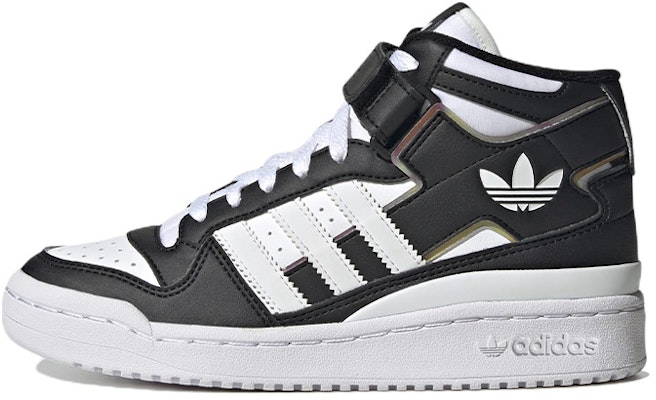 (Youth) (Grade School) adidas Forum Mid J 'Black White Iridescent' HQ6845 Buy (Youth) (Grade School) adidas Forum Mid J 'Black White Iridescent' HQ6845