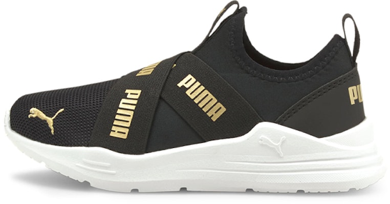 (Preschool) (Grade School) Puma Wired Run Slip-On Little Kid 'Black Team Gold' 381994-02 Buy (Preschool) (Grade School) Puma Wired Run Slip-On Little Kid 'Black Team Gold' 381994-02