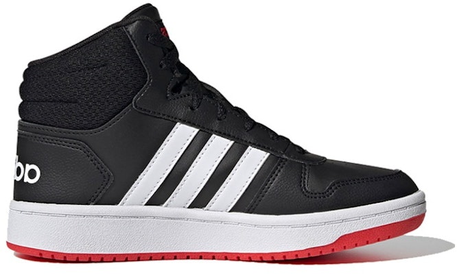 (Preschool) adidas Hoops 2.0 Mid J 'Black Vivid Red' FY7009 Order (Preschool) adidas Hoops 2.0 Mid J 'Black Vivid Red' FY7009
