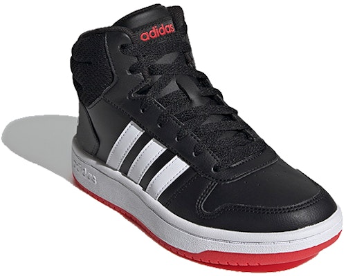 (PS) adidas Hoops 2.0 Mid J 'Negro Rojo Intenso' FY7009 Lookbook (PS) adidas Hoops 2.0 Mid J 'Negro Rojo Intenso' FY7009