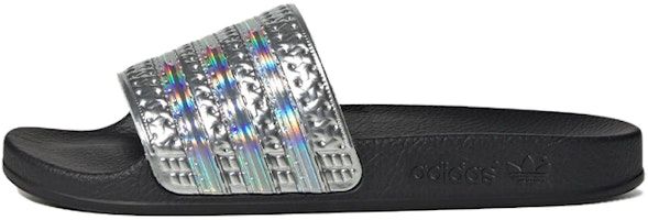(Preschool) adidas Adilette Slides Core Silver Metallic 'Black' IG7475 (Preschool) adidas Adilette Slides Core Silver Metallic 'Black' IG7475