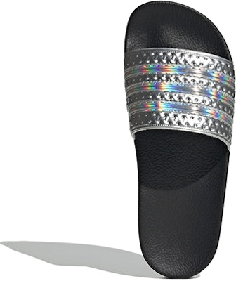 (Preschool) adidas Adilette Slides Core Silver Metallic 'Black' IG7475 Purchase (Preschool) adidas Adilette Slides Core Silver Metallic 'Black' IG7475