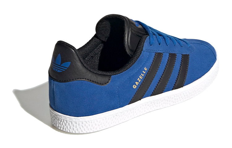 Shop 大童 adidas originals Gazelle 低幫 兒童板鞋 藍黑白