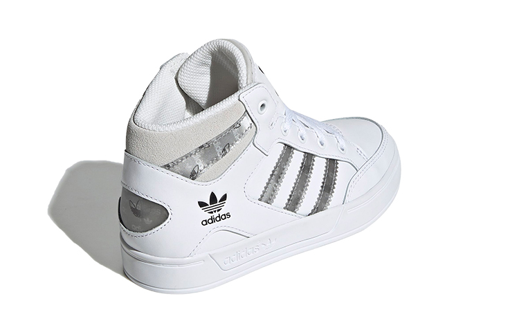 Shop 中童 adidas originals Hardcourt HI 舒適休閒 耐磨 高筒 兒童運動板鞋 白色