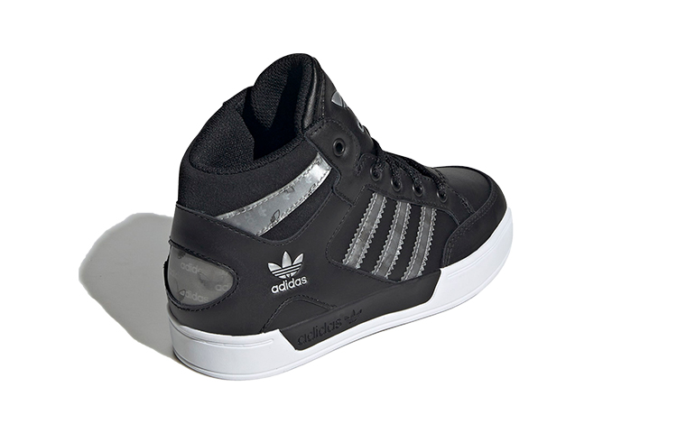Shop 中童 adidas Originals Hardcourt HI 舒適休閒 耐磨 高幫 兒童板鞋 黑色