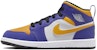 (PS) Air Jordan 1 Mid 'Lakers' Lelaki Wanita Kasut Sneaker Ungu Emas. DQ8424-517