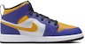 (PS) Air Jordan 1 Mid 'Lakers' Lelaki Wanita Kasut Sneaker Ungu Emas. DQ8424-517
