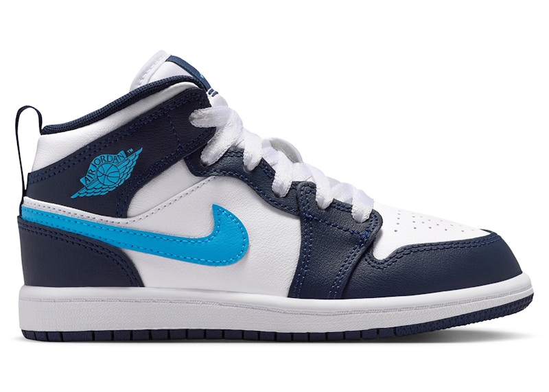 (Preschool) Air Jordan 1 Mid Obsidian Dark Powder Blue DQ8424-404