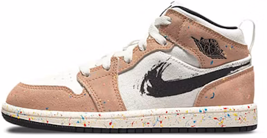 (Preschool) Air Jordan 1 Mid SE 'Brushstroke Paint Splatter' DA8007-100
