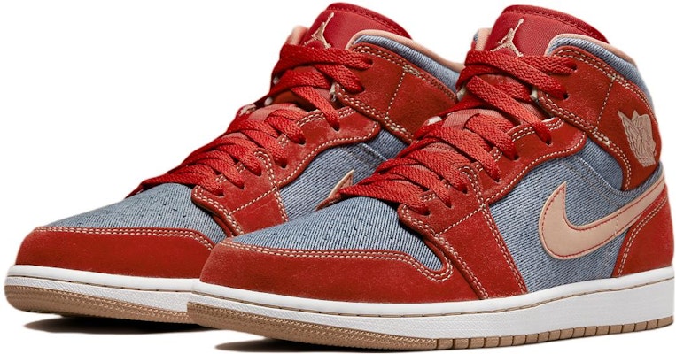 (PS) Air Jordan 1 Mid SE 'Denim Merah' DM4383-600 Lookbook (PS) Air Jordan 1 Mid SE 'Denim Merah' DM4383-600