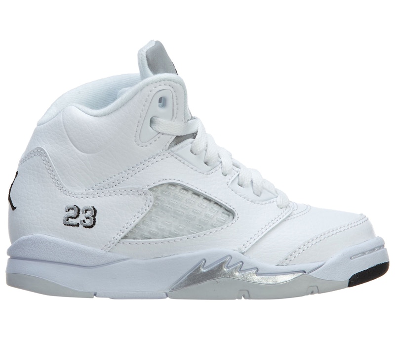 Nike air jordan 5 retro v white metallic silver shop