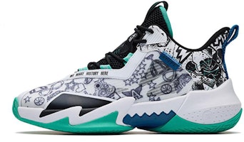 (Youth) Anta Mid Top Basketball Shoes 'White Black Green' 312231117-2 (Youth) Anta Mid Top Basketball Shoes 'White Black Green' 312231117-2