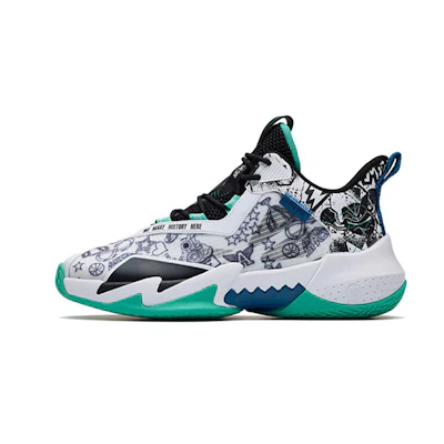 (Youth) Anta Mid Top Basketball Shoes 'White Black Green'