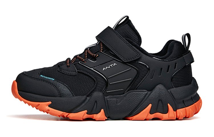 (Preschool) Anta Casual Velcro Running Shoe 'Black Orange Fleece' A312146805-1
