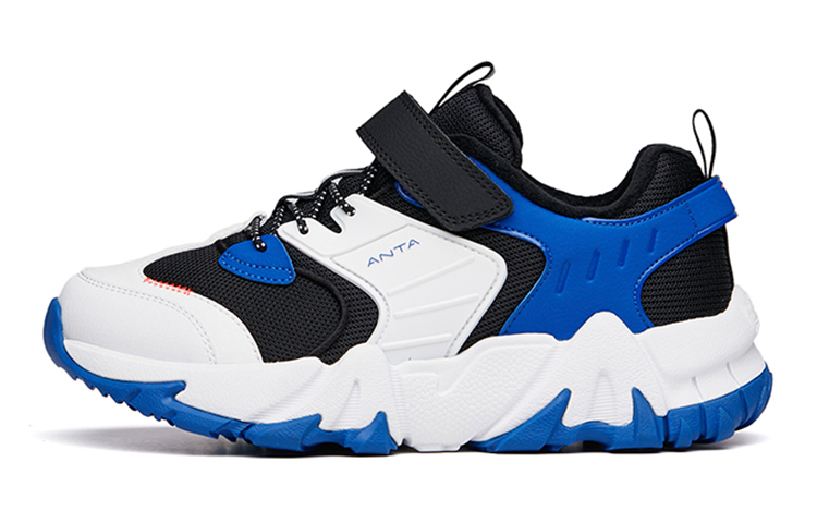 (Preschool) Anta Casual Velcro Running Shoes 'Black Blue White Fleece' A312146805-4