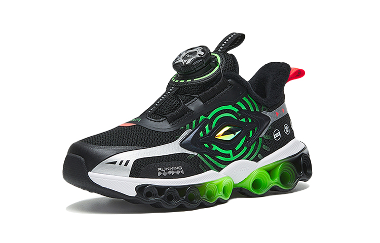 Order 幼童 Anta安踏 能量環 耐磨輕便跑步鞋 黑銀綠 加絨