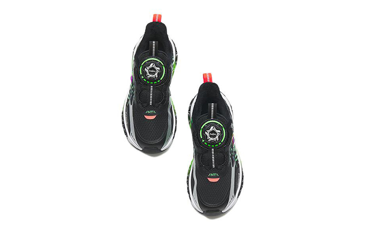 Lookbook 幼童 Anta安踏 能量環 耐磨輕便跑步鞋 黑銀綠 加絨