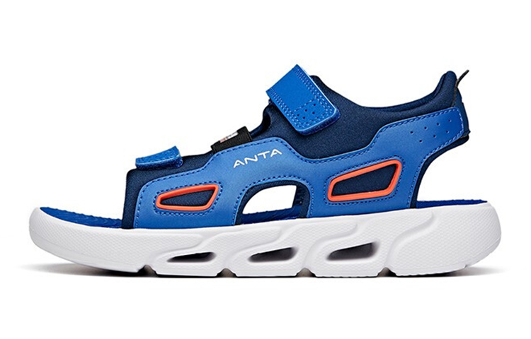 (Preschool) Anta Energy Ring Tech Velcro 'Bright Blue Outdoor Open-Toe Sport Sandals' 312126969A-3