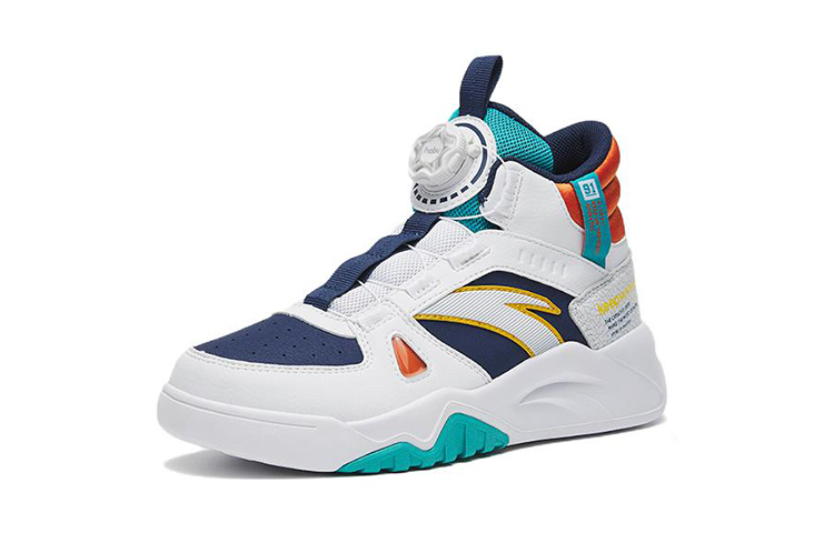 Order 大童 Anta安踏 舒適 耐磨 高筒 兒童板鞋 白藍橙