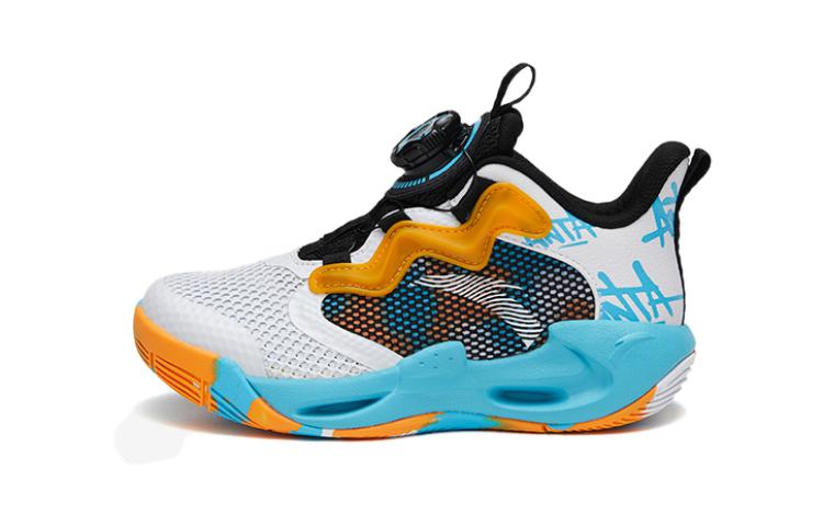 (Preschool) Anta High-Top Basketball 'Black Lake Blue' A312329903-3