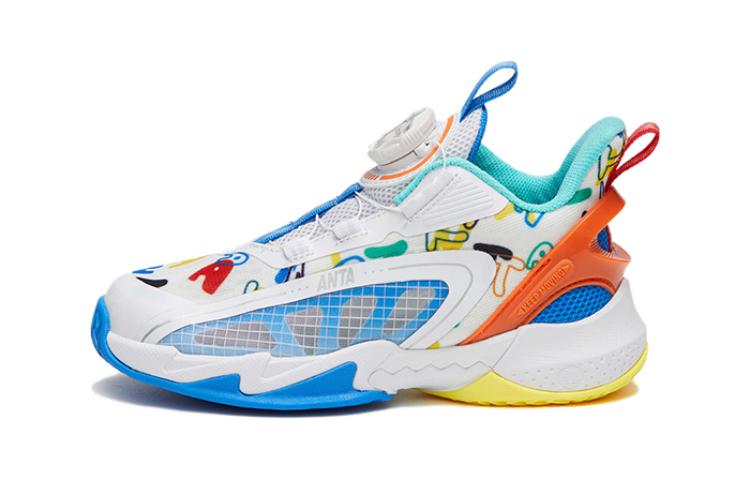 (Preschool) Anta High-Top Basketball 'White Orange Blue' A312329901-2