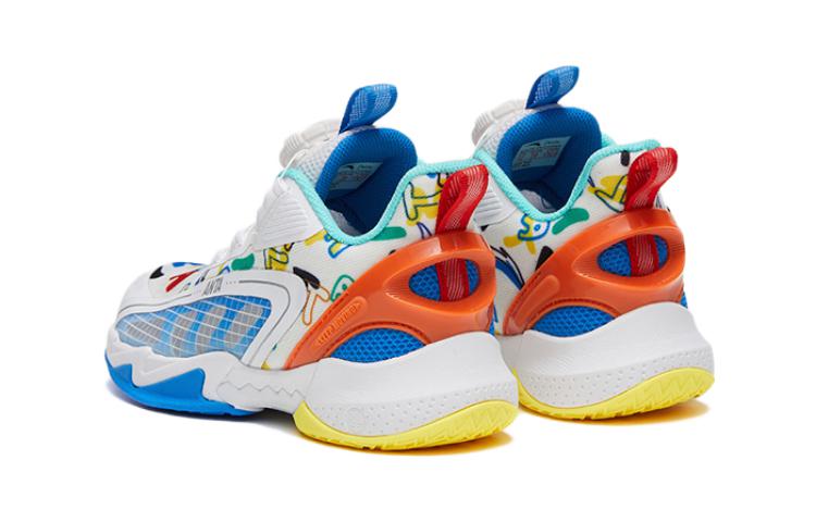 Shop (Preschool) Anta High-Top Basketball 'White Orange Blue' A312329901-2