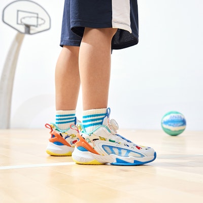 (Preschool) Anta High-Top Basketball 'White Orange Blue' A312329901-2 1