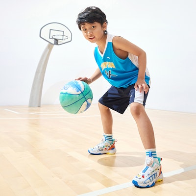 (PS) Anta Sepatu Basket Tinggi 'Putih Oranye Biru' A312329901-2 2