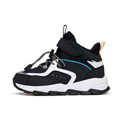 (PS) Anta High-Top Leather Casual Sneakers 'Black White Grey Fleece'