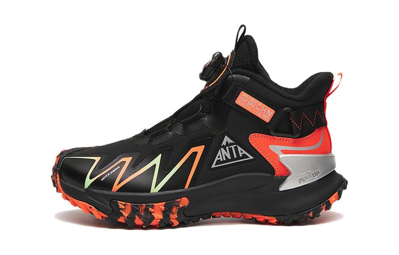 (Preschool) Anta Leather Slip-Resistant Sneaker 'Black Orange' 312246908-5