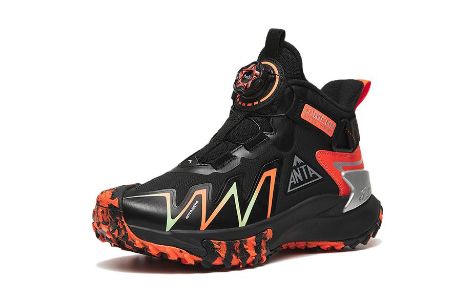 Order (Preschool) Anta Leather Slip-Resistant Sneaker 'Black Orange' 312246908-5