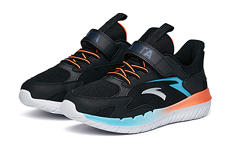 Lookbook (Preschool) Anta Lightweight Shock-Absorbing Running Shoes 'Black Blue' 312215590-3
