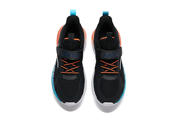 Shop (Preschool) Anta Lightweight Shock-Absorbing Running Shoes 'Black Blue' 312215590-3