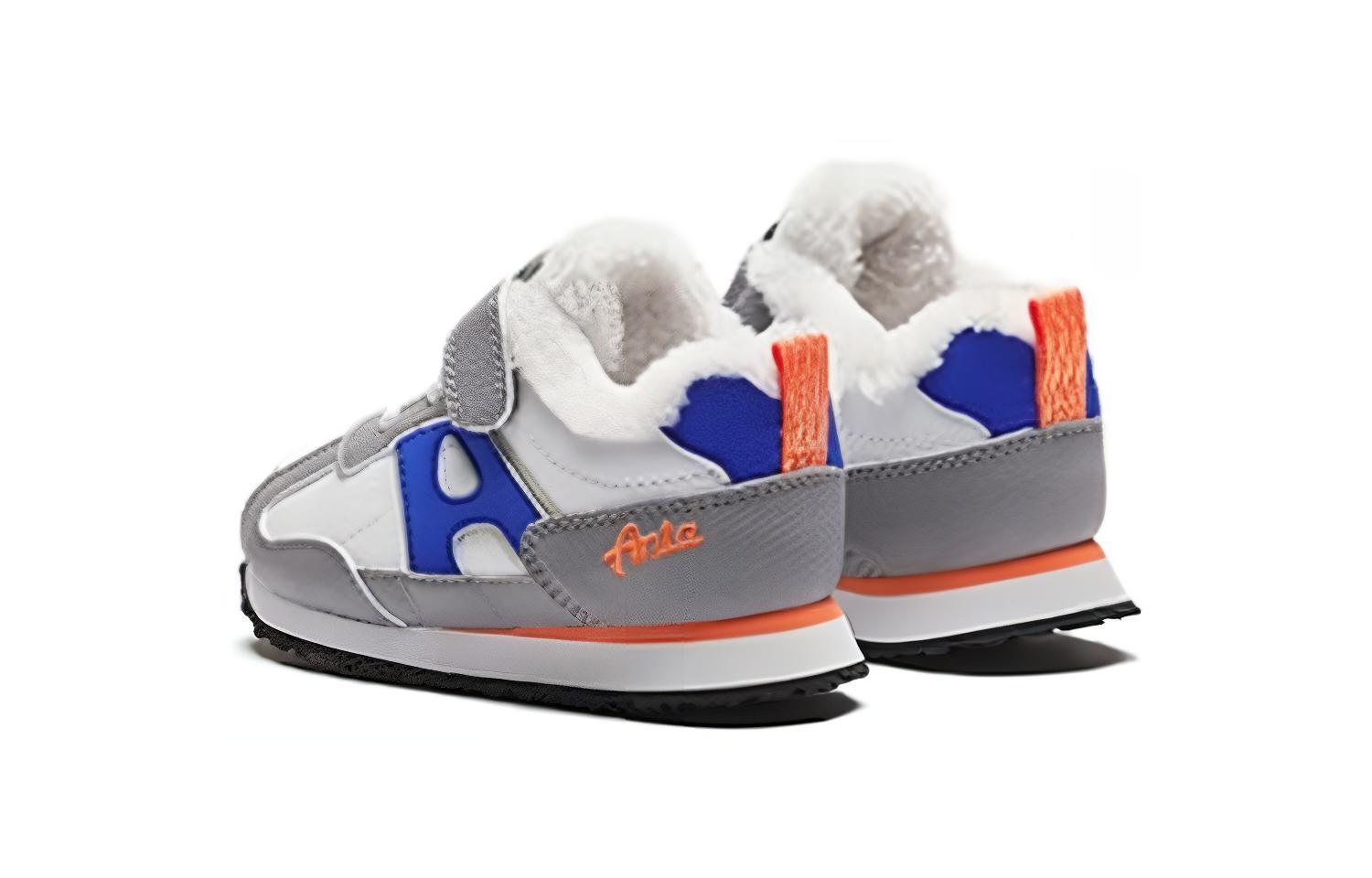 Lookbook 嬰兒 安踏兒童 加絨保暖 保暖 低筒 學步鞋 灰藍色