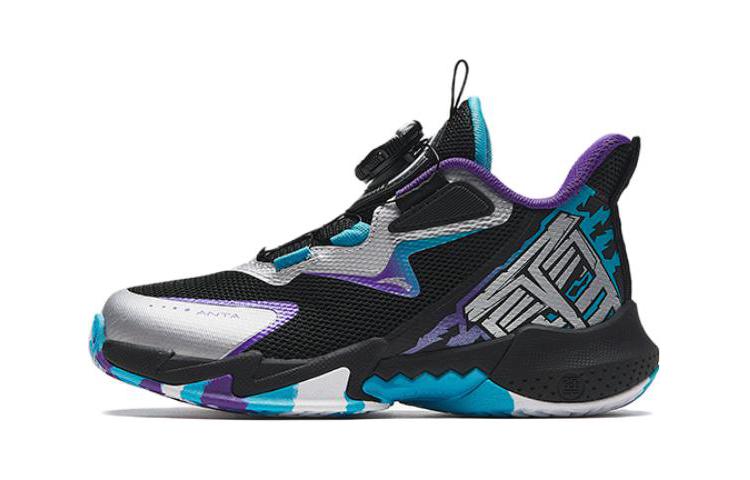 (Preschool) Anta Mid-Top 'Black Purple Green' 312339957-1