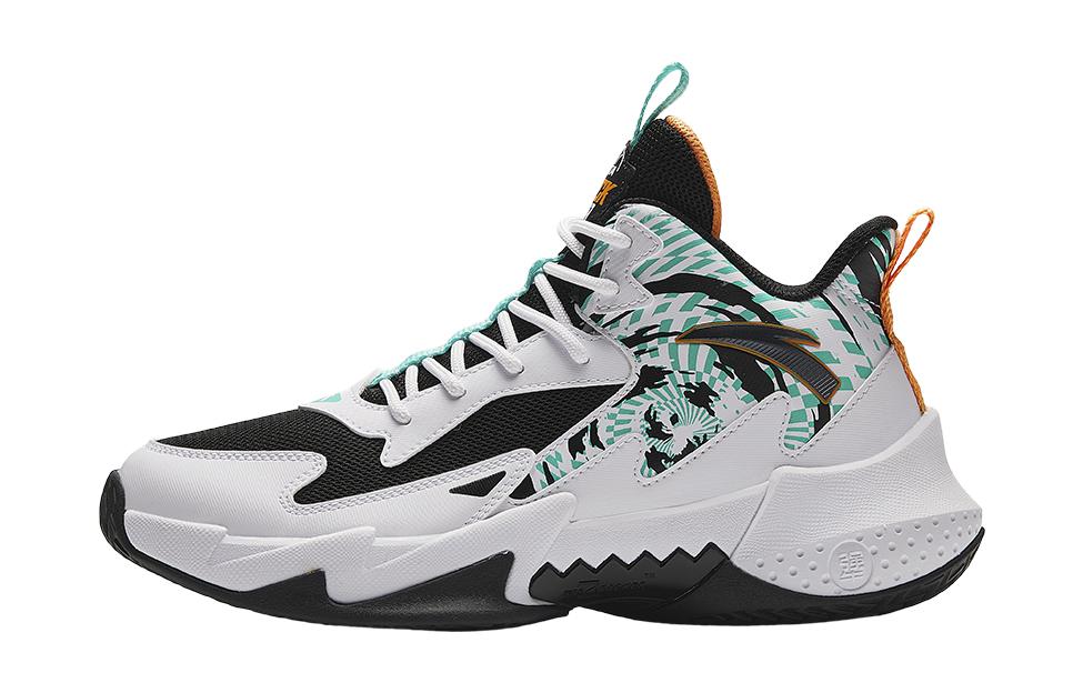 (Preschool) Anta Mid-Top Basketball 'Black White Green' A312341108-1