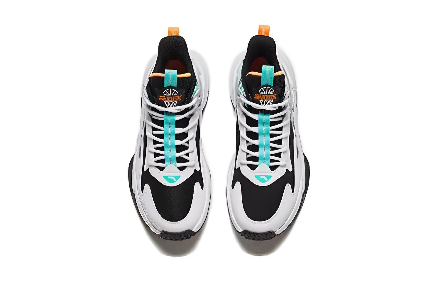 Lookbook (Preschool) Anta Mid-Top Basketball 'Black White Green' A312341108-1