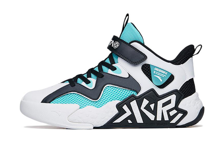 (Preschool) Anta Mid-Top Basketball 'Cement Buster White Black Green' A312221166-2