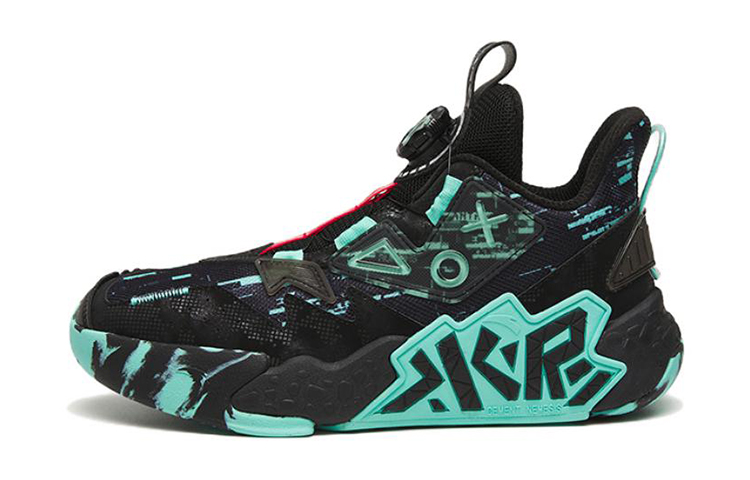 (Preschool) Anta Mid-Top Basketball 'Cement Kryptonite Black Blue' A312241101-6