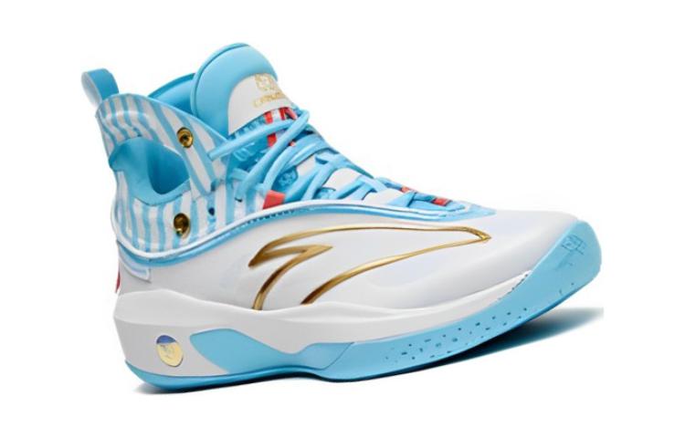 Lookbook (Preschool) Anta Mid-Top Basketball 'White Blue Gold' 312321130-4