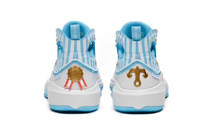 Shop (Preschool) Anta Mid-Top Basketball 'White Blue Gold' 312321130-4