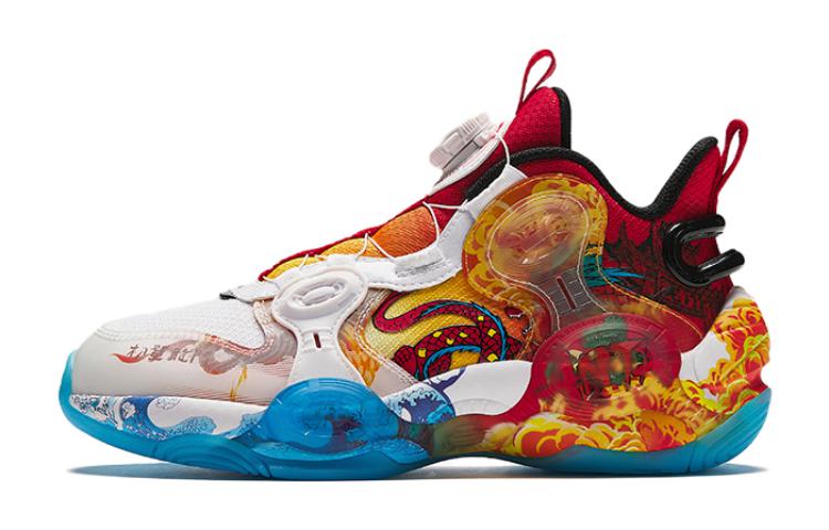 (Preschool) Anta Mid-Top Basketball Sneakers 'White Red' 312411123-1